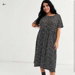 ASOS curve midi smock dress in smudge spot print